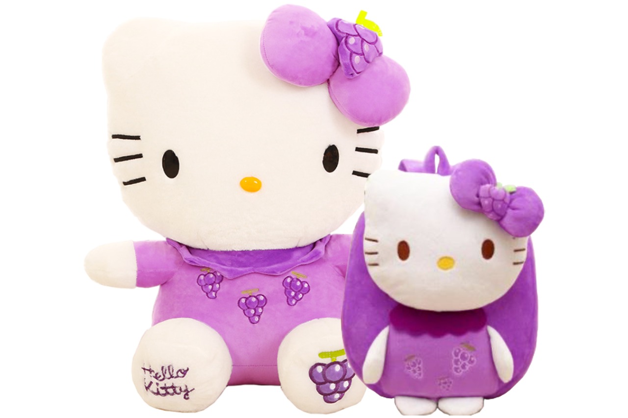 Hello Kitty Plush Toys for Kids, 4.5” Inch Stuffed Animal Plushie Backpack  Decorations Bag Lucky Pendant Dolls Gift for Girls (Purple)
